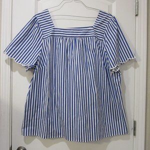 Talbots Tunic Cotton White and Blue Stripes Women's 3X